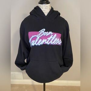 TALENTLESS graphic black hoodie, size large, women’s. Excellent condition.